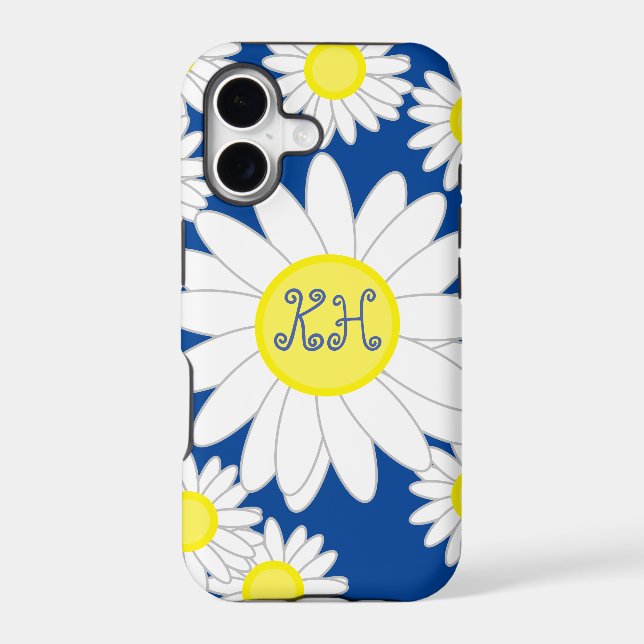 Daisy Monogram Navy Blue White and Yellow (Back)