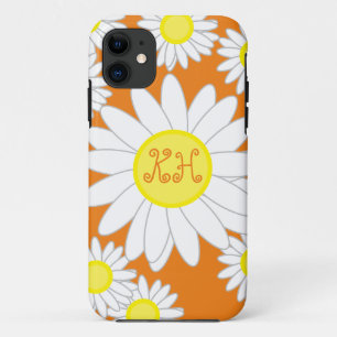Daisy Monogram Orange White and Yellow Case-Mate iPhone Case
