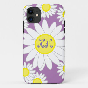 Daisy Monogram Purple White and Yellow Case-Mate iPhone Case