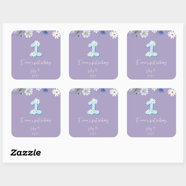 Daisy Number 1 Birthday Stickers  (Sheet)