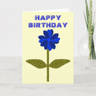 Daisy Ocean Blue Customisable Birthday Card