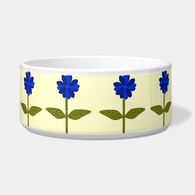 Daisy Ocean Blue Dog Bowl (Front)