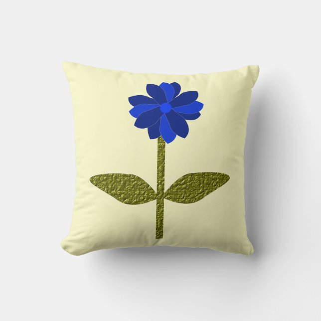 Daisy Ocean Blue Pillow (Front)