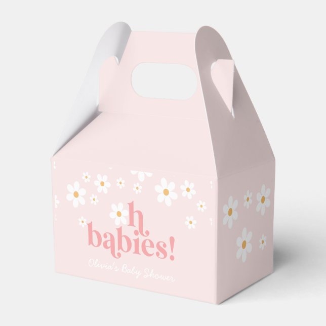 Daisy Oh Babies Pink Baby Shower Favour Box (Front Side)