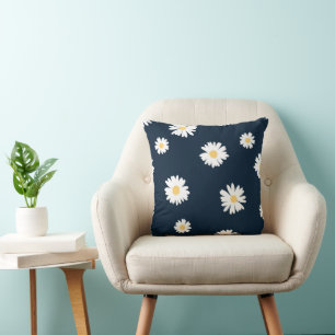 Daisy On Blue Pattern Cushion