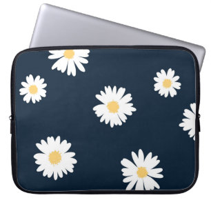 Daisy On Blue Pattern Laptop Sleeve