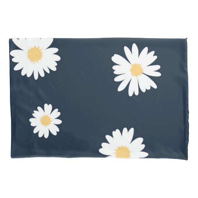 Daisy On Blue Pattern Pillowcase (Front-Left)