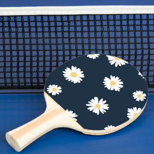 Daisy On Blue Pattern Ping Pong Paddle