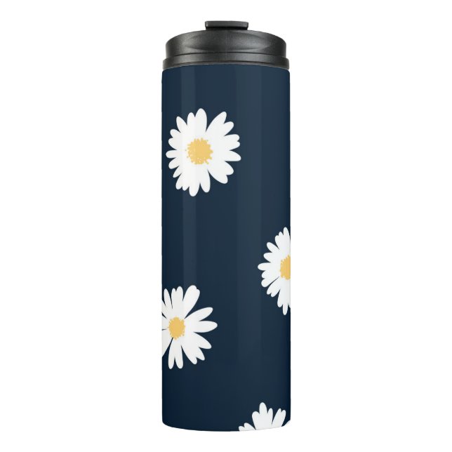 Daisy On Blue Pattern Thermal Tumbler (Front)