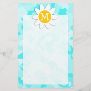 Daisy on Celeste Camo; Camouflage Stationery
