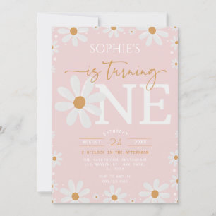 Daisy One Floral Boho 1st Birthday Invitation