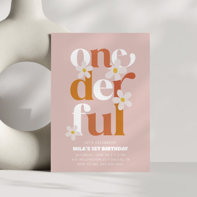 Daisy Onederful Modern Boho 1st Birthday Invitation (Creator Uploaded)