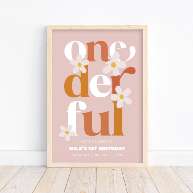 Daisy Onederful Modern Boho 1st Birthday Poster (Creator Uploaded)