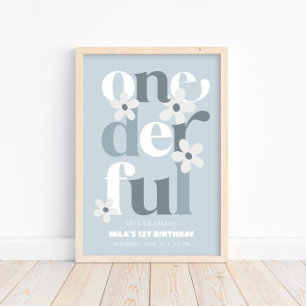 Daisy Onederful Modern Boho 1st Birthday Poster
