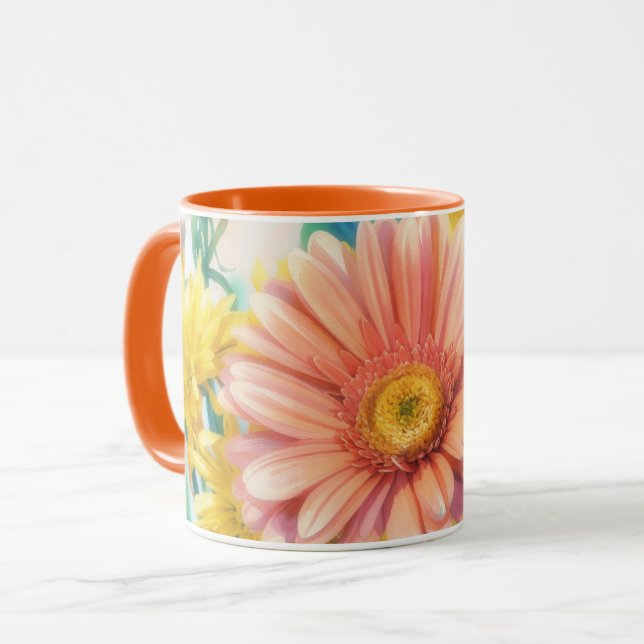 Daisy Orange Colourful Flowers Art Mug (Front Left)