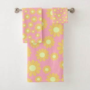 Daisy Orange Peach Bath Towel Set
