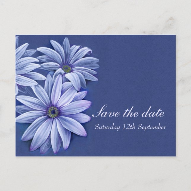 Daisy osteospermum wedding save the date card (Front)