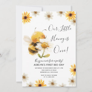 Daisy Our little Honey Bee 1st Birthday Sunflowers Invitation