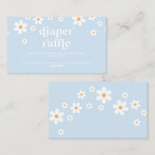 Daisy pale blue Retro Baby Shower Diaper Raffle Enclosure Card