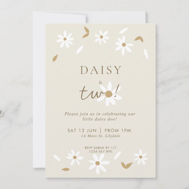 Daisy Party 2nd Birthday Invitation (Front)