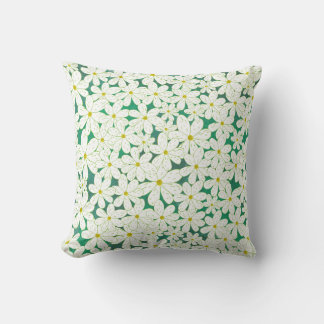 Daisy Patch - White daisies on emerald background Cushion