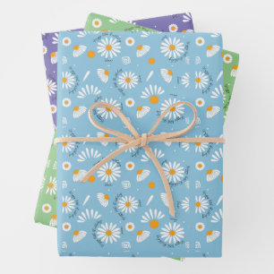 Daisy pattern background changable age sweet 16 wrapping paper sheet