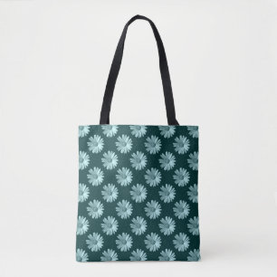 Daisy Pattern - Dark Green Tote Bag