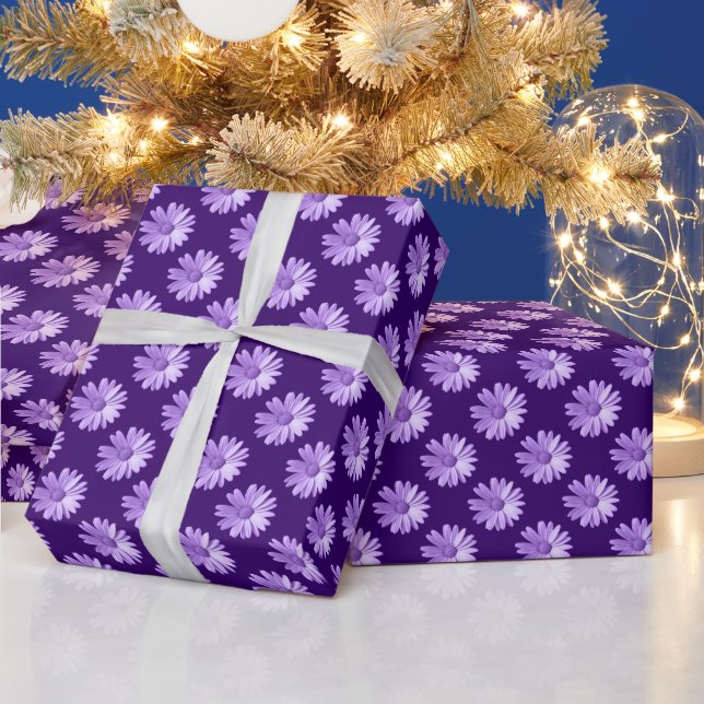 Daisy Pattern - Deep Purple Wrapping Paper (Holidays)