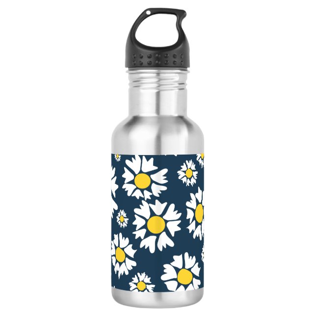 Daisy Pattern, Floral Pattern, White Daisies 532 Ml Water Bottle (Front)