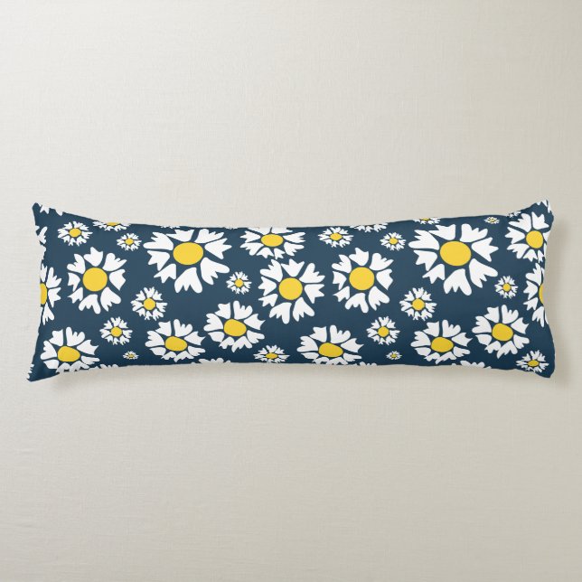 Daisy Pattern, Floral Pattern, White Daisies Body Cushion (Front)
