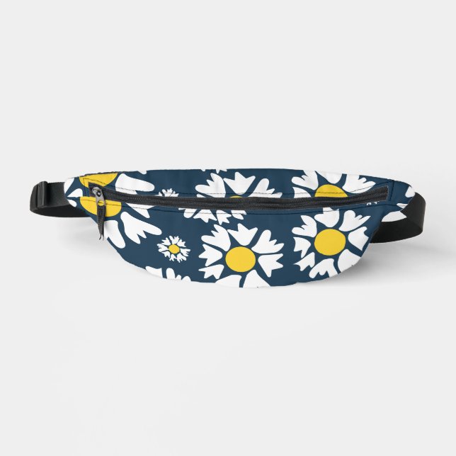 Daisy Pattern, Floral Pattern, White Daisies Bum Bags (Front)