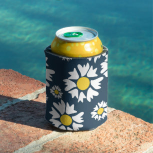Daisy Pattern, Floral Pattern, White Daisies Can Cooler