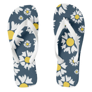 Daisy Pattern, Floral Pattern, White Daisies Jandals
