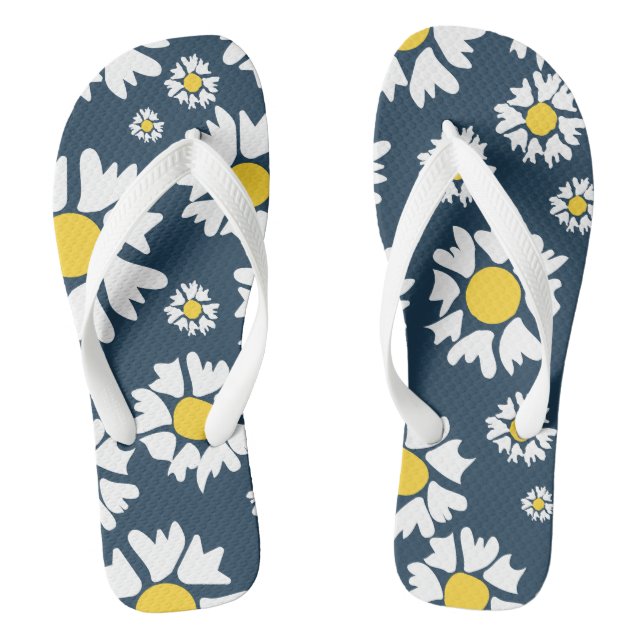 Daisy Pattern, Floral Pattern, White Daisies Jandals (Footbed)
