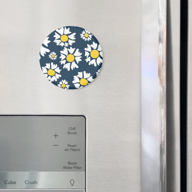 Daisy Pattern, Floral Pattern, White Daisies Magnet (In Situ (Fridge))