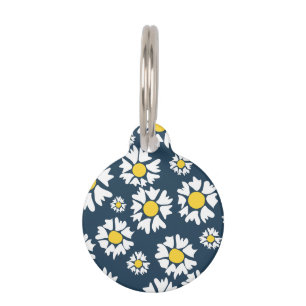 Daisy Pattern, Floral Pattern, White Daisies Pet Tag