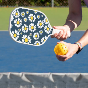 Daisy Pattern, Floral Pattern, White Daisies Pickleball Paddle
