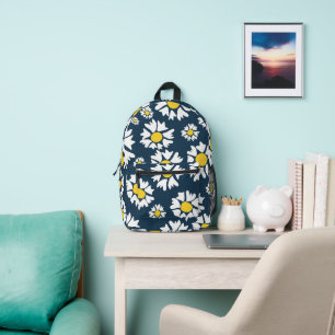 Daisy Pattern, Floral Pattern, White Daisies Printed Backpack