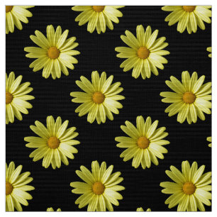 Daisy Pattern - Full Colour on Black Fabric