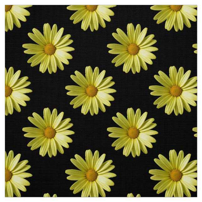 Daisy Pattern - Full Colour on Black Fabric (Swatch)