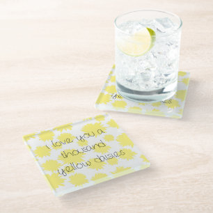 Daisy Pattern I love You a Thousand Daisies Glass Coaster