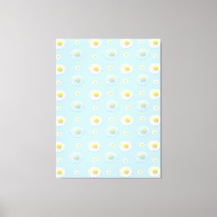 Daisy Pattern on light blue background  Canvas Print