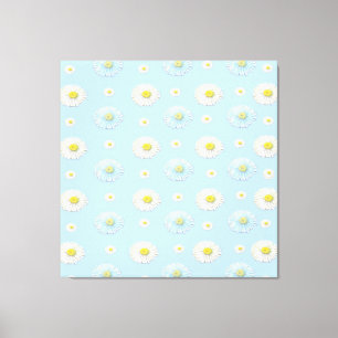 Daisy Pattern on light blue background   Canvas Print