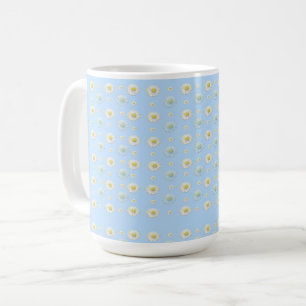 Daisy Pattern on light blue background Coffee Mug