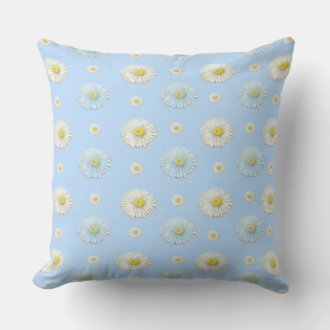 Daisy Pattern on light blue background  Cushion (Front)