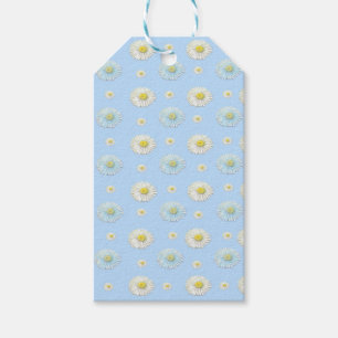Daisy Pattern on light blue background Gift Tags