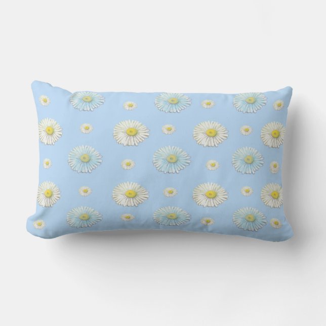 Daisy Pattern on light blue background  Lumbar Cushion (Front)