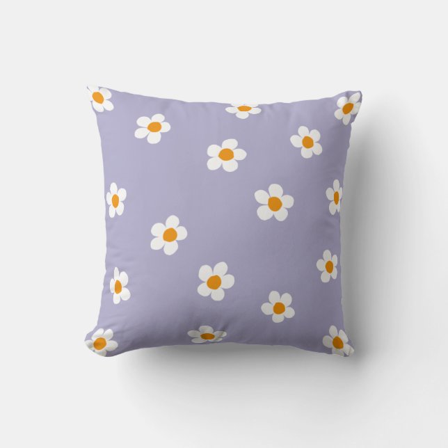 Daisy Pattern Purple Cute Modern  Cushion (Front)