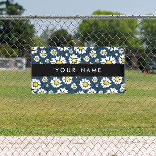 Daisy Pattern, White Daisies, Your Name Banner