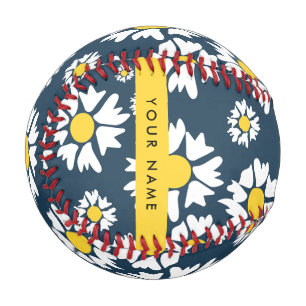 Daisy Pattern, White Daisies, Your Name Baseball